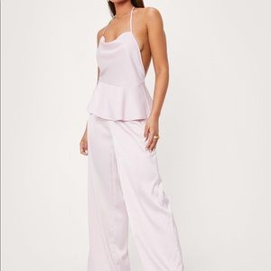 Nasty Gal Satin Tailored Wide Leg Pants